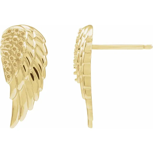 14K Yellow Gold Accented Right Angel Wing Earring