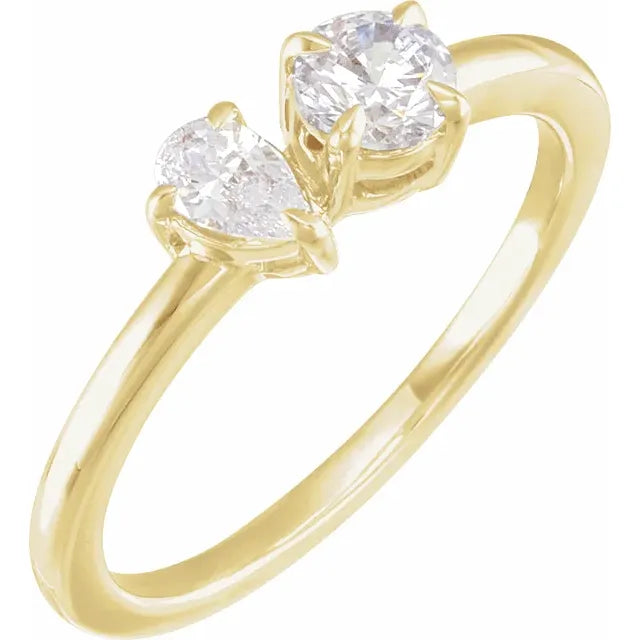 14K Yellow Gold 5/8 CTW Lab-Grown Diamond Two-Stone Ring