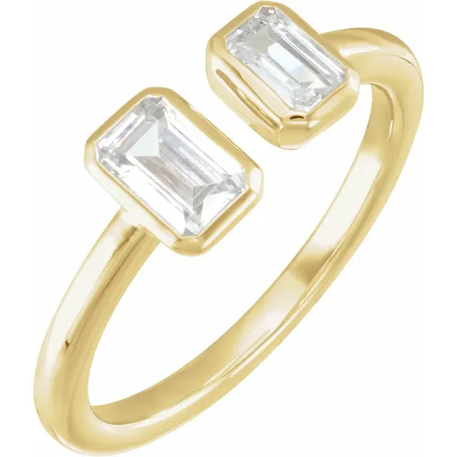 14K Yellow Gold 1 CTW Lab-Grown Diamond Two-Stone Ring