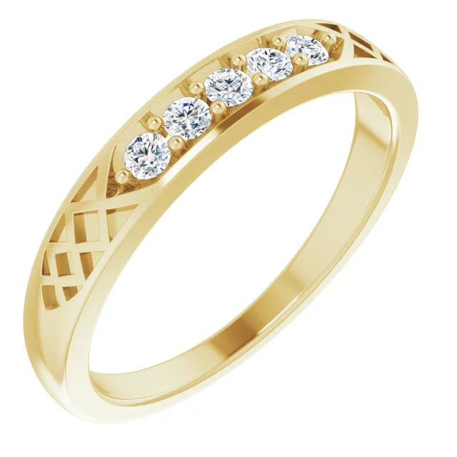 14K Yellow Gold 1/6 CTW Natural Diamond Celtic-Inspired Anniversary Band