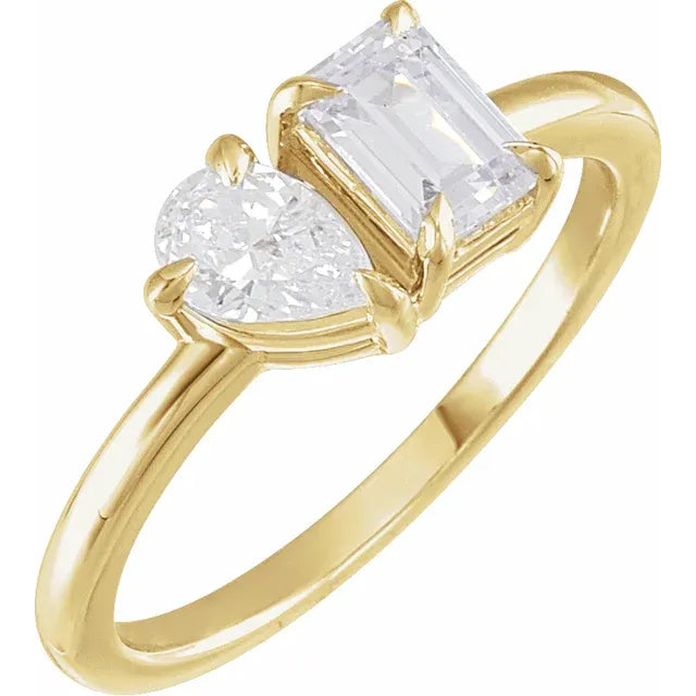 14K Yellow Gold 1 CTW Lab-Grown Diamond Two-Stone Ring