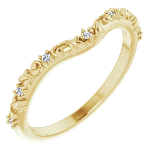 14K Yellow Gold .05 CTW Natural Diamond Vintage-Inspired Contour Band