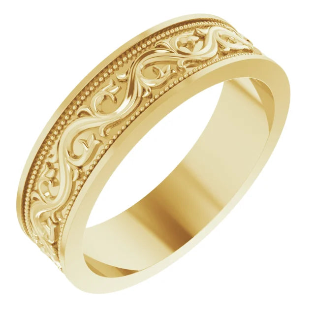 14K Yellow Gold 6 mm Sculptural Band