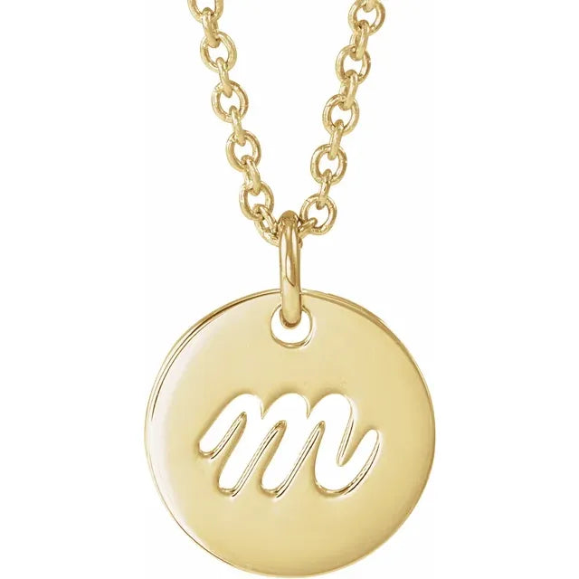 14K Yellow Gold Initial M Script 16-18" Necklace