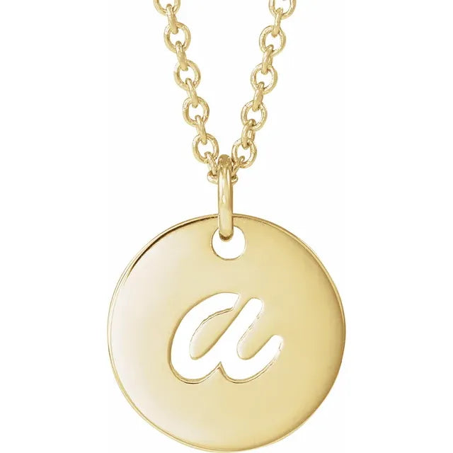 14K Yellow Gold Initial A Script 16-18" Necklace