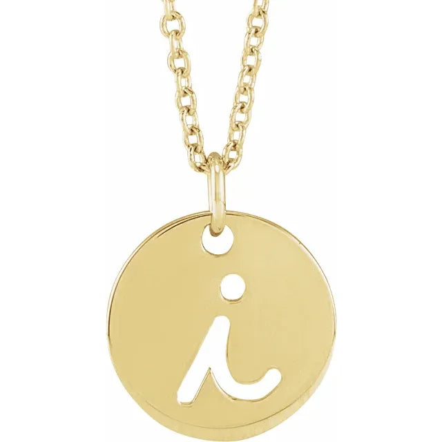 14K Yellow Gold Initial I Script 16-18" Necklace