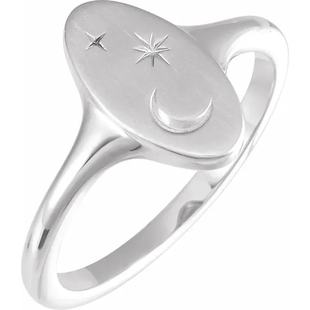Sterling Silver Celestial Signet Ring