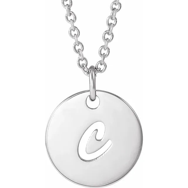 Sterling Silver Initial C Script 16-18" Necklace
