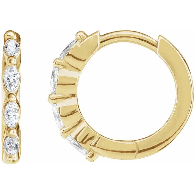 14K Yellow Gold 1/6 CTW Natural Diamond Hoop Earrings