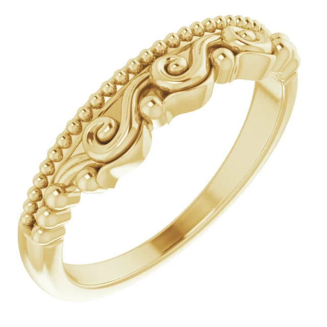 14K Yellow Gold Stackable Scroll Ring