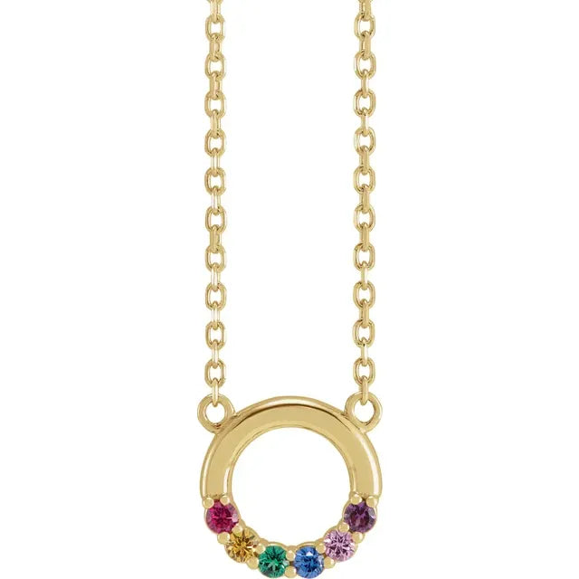 14K Yellow Gold 6-Stone Family Circle 18" Necklace Mounting
