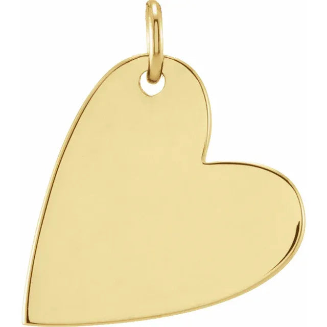 14K Yellow Gold Engravable Sideways Heart Pendant