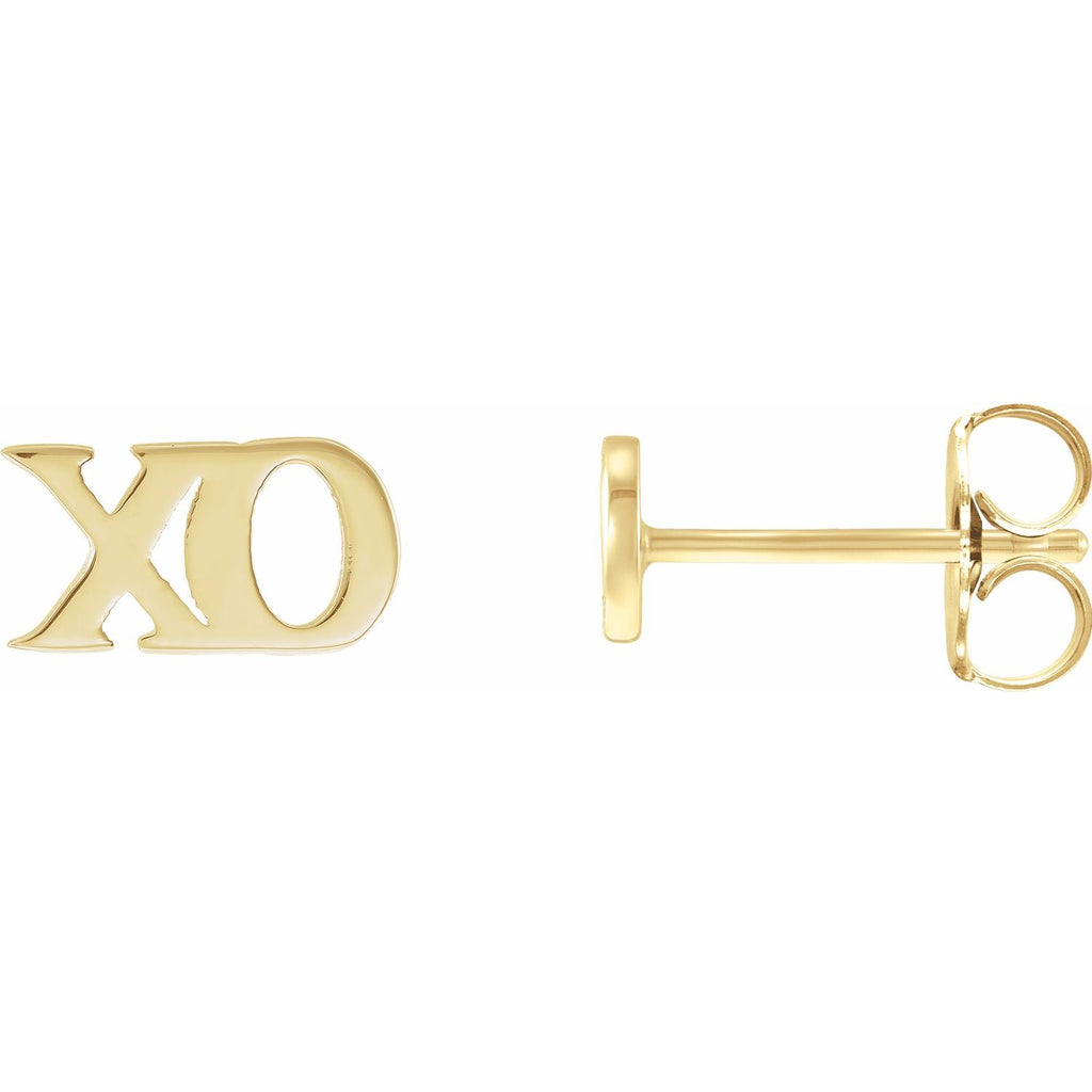 14K Yellow Gold Petite "xo" Stud Earrings