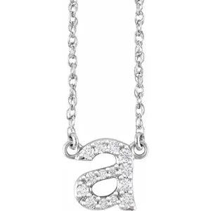 14K White Gold 1/8 CTW Natural Diamond Lowercase Initial a 16-18" Necklace