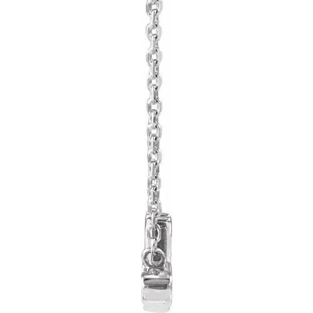 14K White Gold .015 CT Natural Diamond "Mrs" 16-18" Necklace