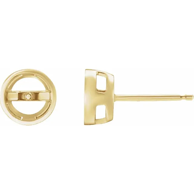 14K Yellow Gold Stud Earring Mounting for 6-6.5mm Pearl