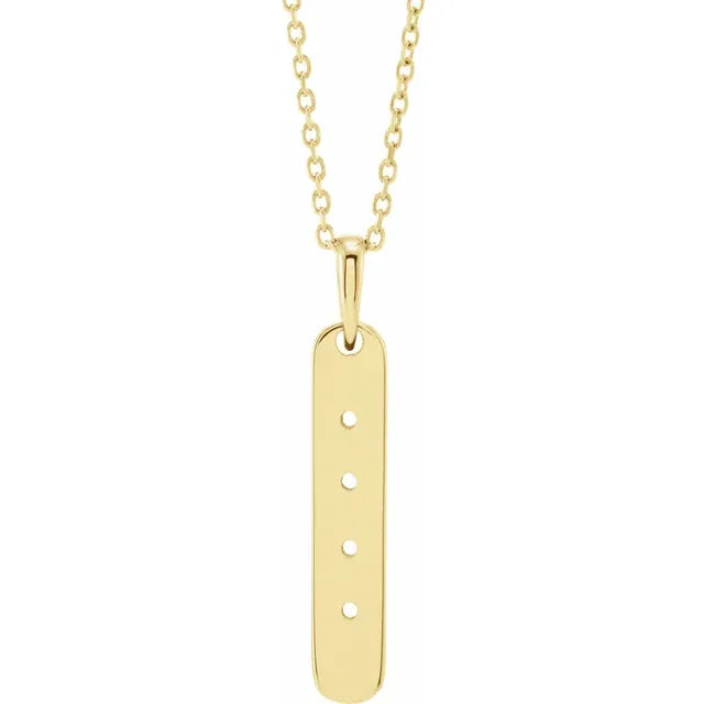 14K Yellow Gold 4-Stone Family Bar 16-18" Necklace Mounting