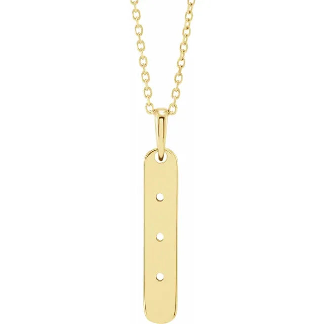 14K Yellow Gold 3-Stone Family Bar 16-18" Necklace Mounting
