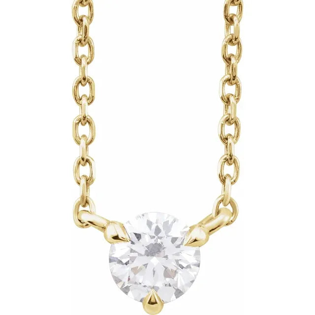 14K Yellow Gold 1/5 CTW Natural Diamond Solitaire 16-18" Necklace