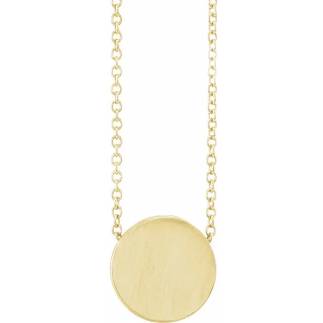 14K Yellow Gold Engravable Disc 16-18" Necklace