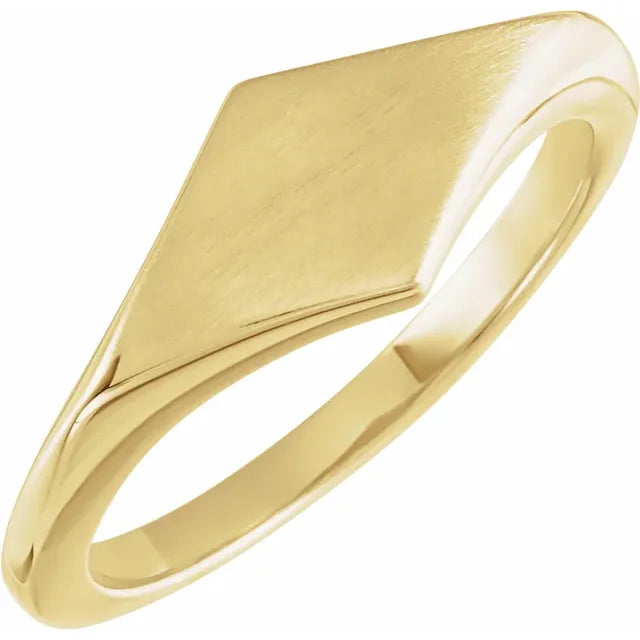 14K Yellow Gold Geometric Signet Ring
