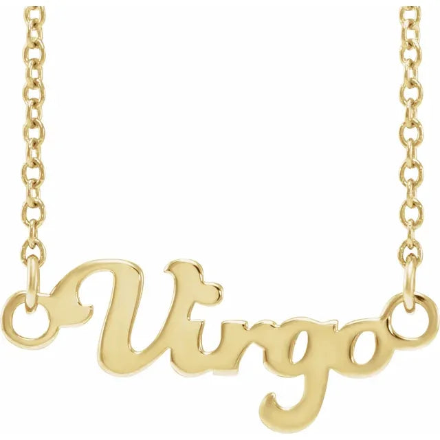14K Yellow Gold Virgo Zodiac 18" Necklace