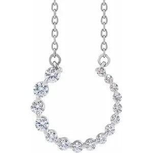 14K White Gold 3/8 CTW Natural Diamond Graduated Circle 16-18" Necklace