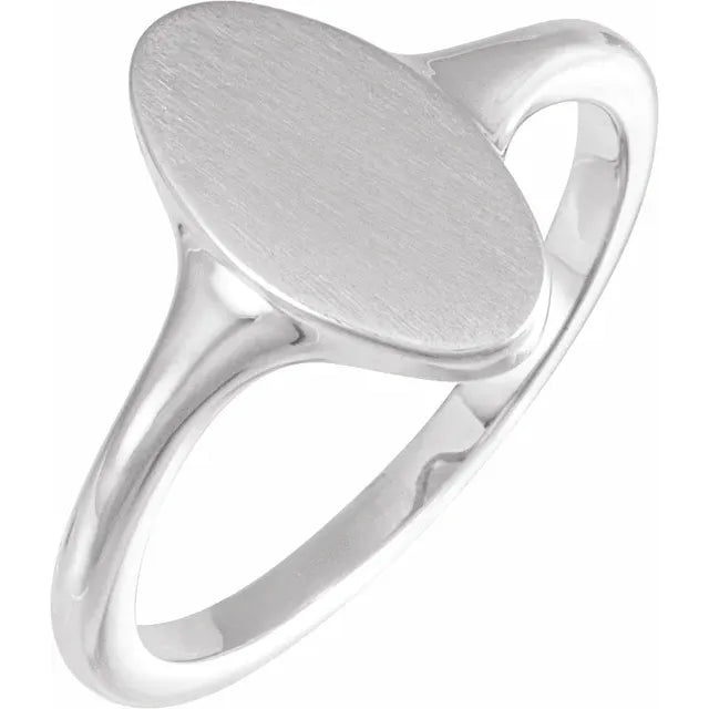 Sterling Silver Oval Brushed Top Signet Ring