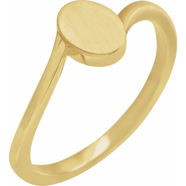 14K Yellow Gold Engravable Oval Signet Ring