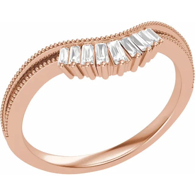 14K Rose Gold 1/6 CTW Natural Diamond Contour Band
