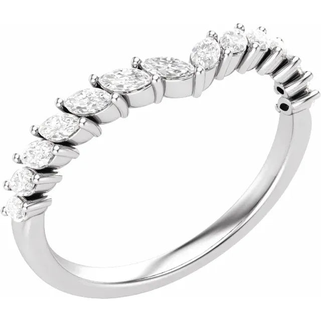 14K White Gold 3/8 CTW Natural Diamond Contour Band