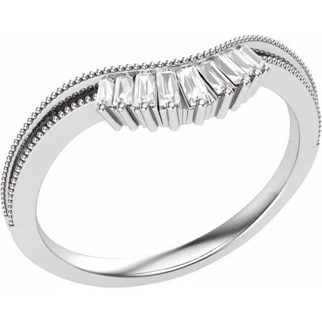 14K White Gold 1/6 CTW Natural Diamond Contour Band