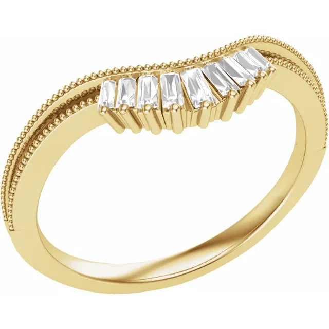 14K Yellow Gold 1/6 CTW Natural Diamond Contour Band
