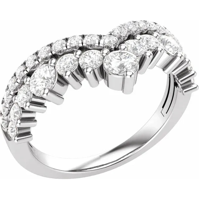 14K White Gold 1 CTW Lab-Grown Diamond Contour Band
