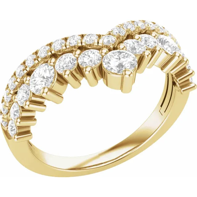 14K Yellow Gold 1 CTW Lab-Grown Diamond Contour Band