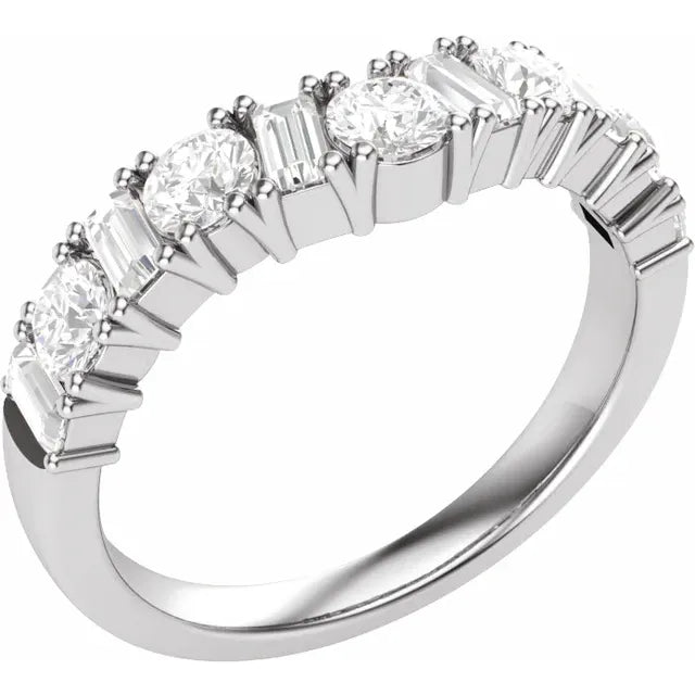 14K White Gold 1 CTW Lab-Grown Diamond Contour Band