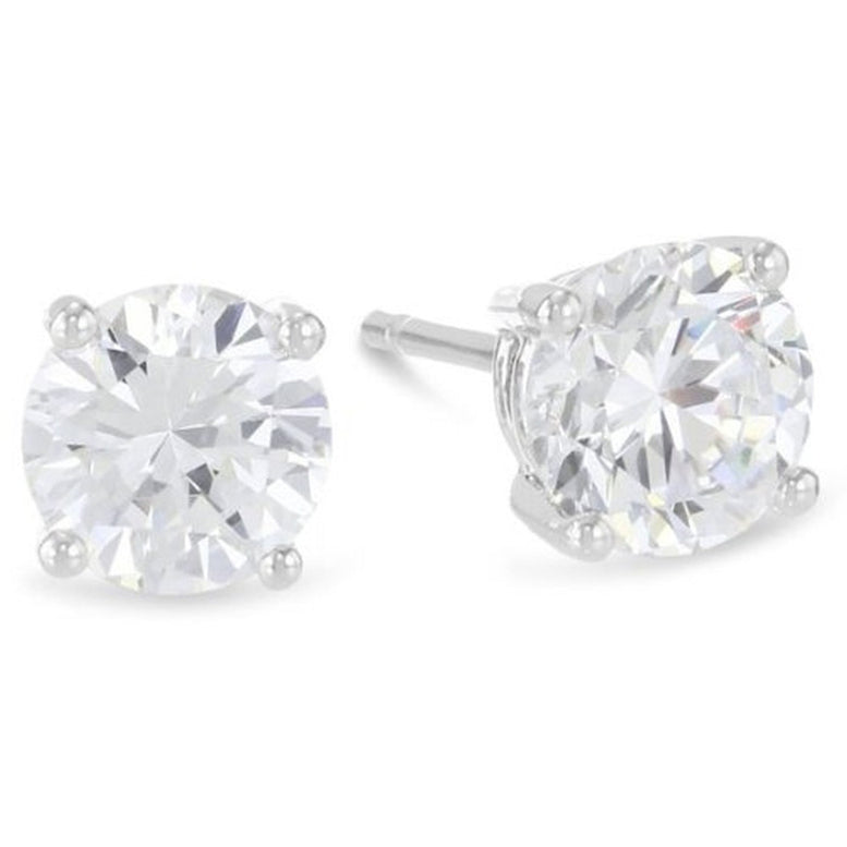 14k White Gold 1/4 Carat 4 Prong Solitaire Created White Diamond Stud Earrings