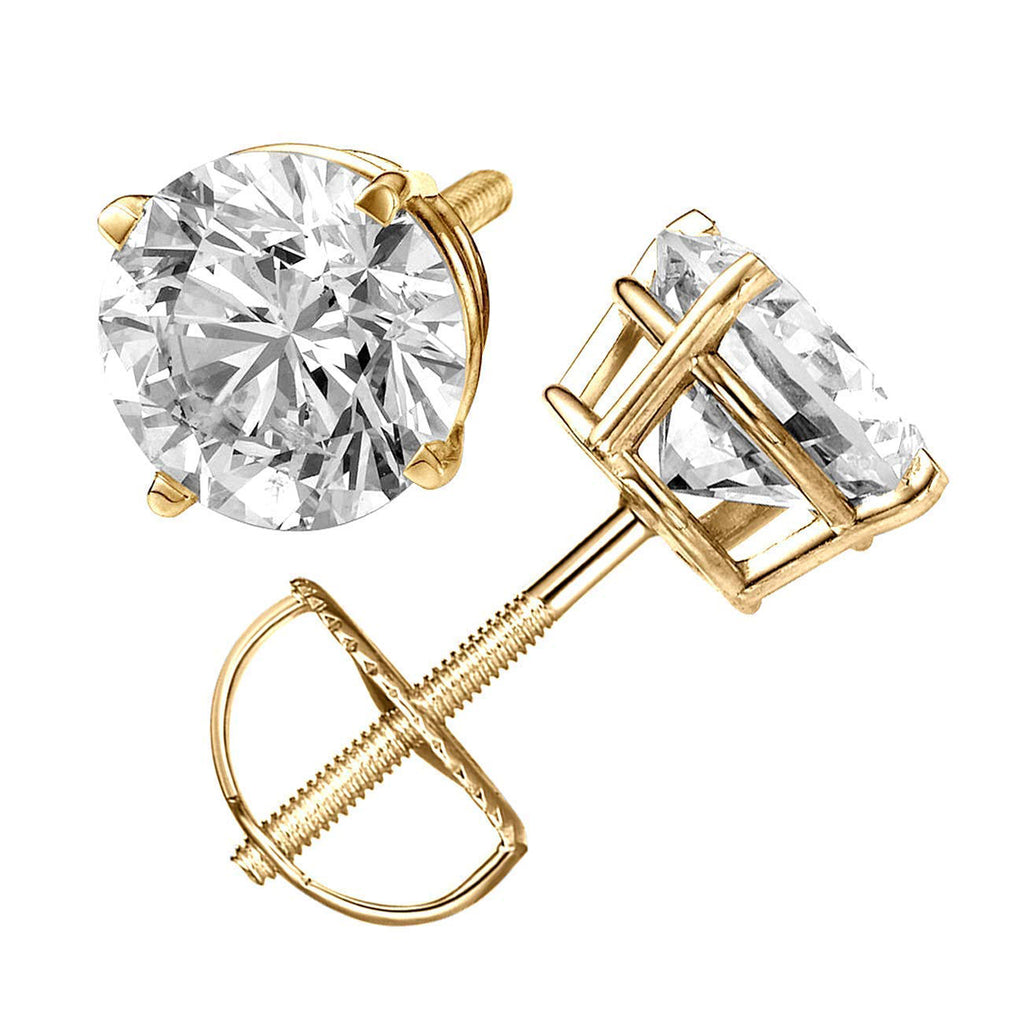 10k Yellow Gold 1/4 Carat Round Created Diamond Stud Earrings Gold Plated