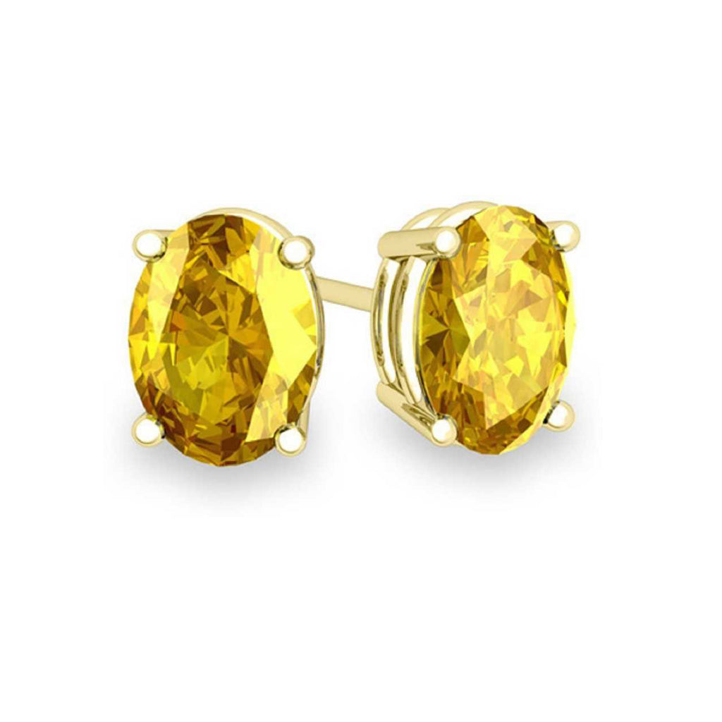 14k Yellow Gold Plated 3 Carat Round Created Yellow Sapphire Stud Earrings