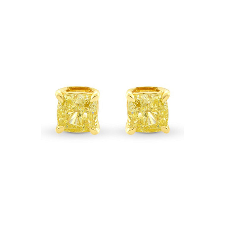 10k Yellow Gold Plated 3 Carat Square Created Yellow Sapphire Stud Earrings