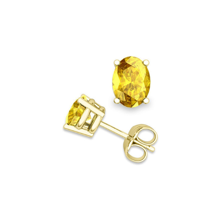 10k Yellow Gold Plated 1 Carat Princess Cut Created Yellow Sapphire Stud Earrings