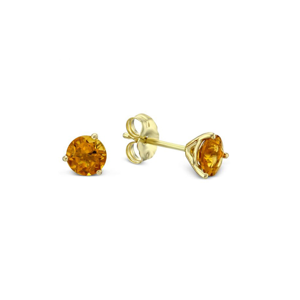 14k Yellow Gold Plated 2 Carat Round Created Citrine Sapphire Stud Earrings