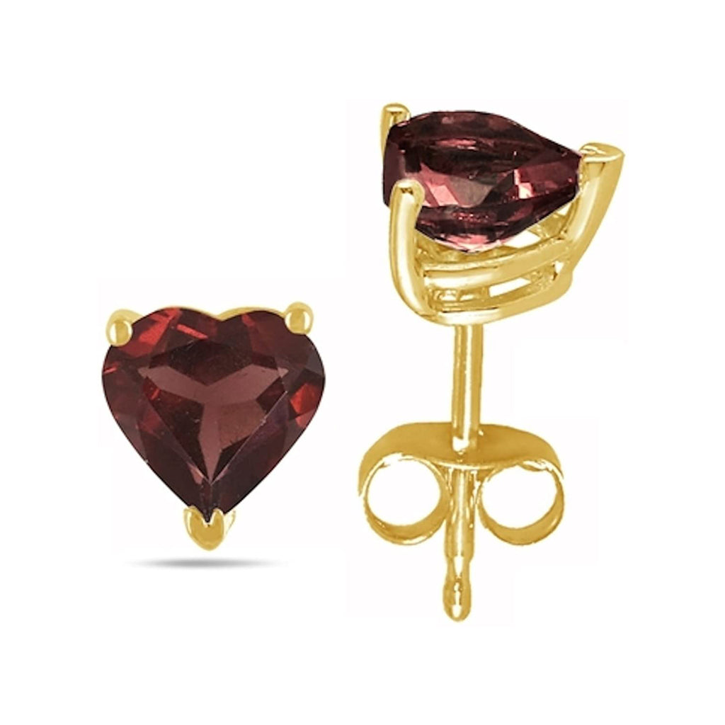 14k Yellow Gold Plated 1 Carat Heart Created Garnet Sapphire Stud Earrings