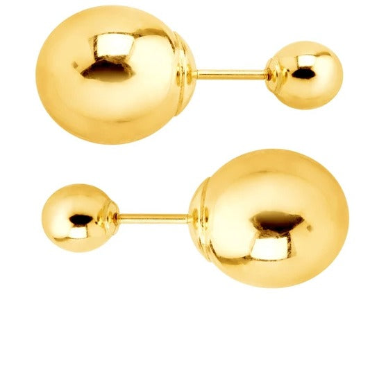 10K Yellow Gold Plated 10mm Yellow Pearl Round Stud Earrings