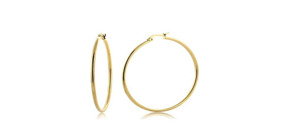 18K Yellow Gold Hoop Earrings 50mm Plated