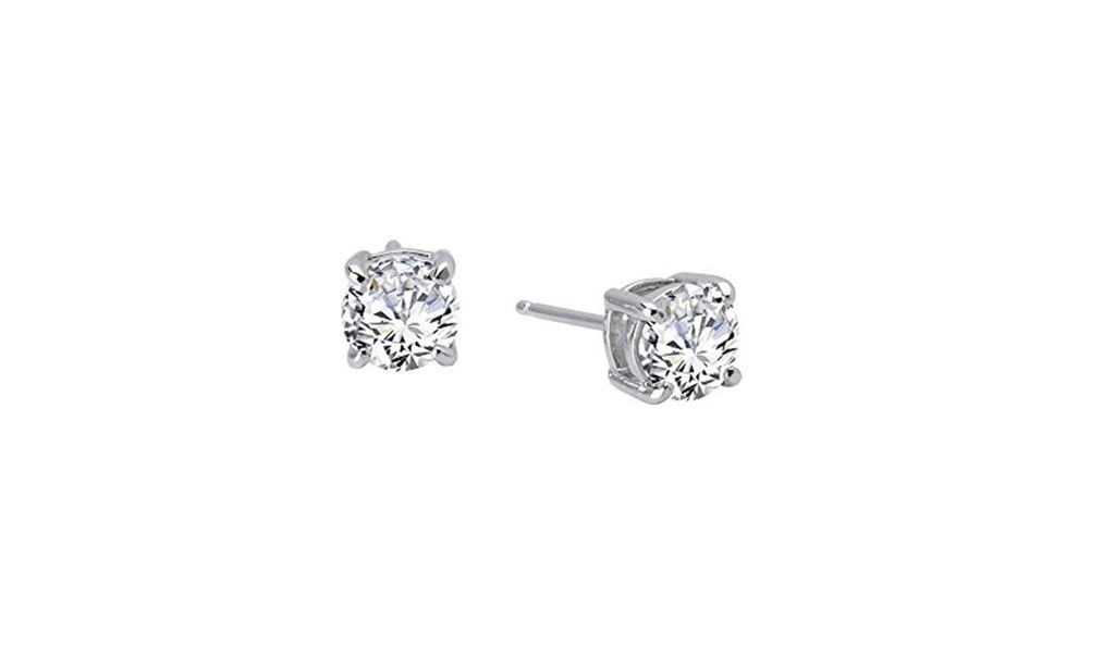 Platinum Simulated Diamond round cut CZ Stud earrings Plated