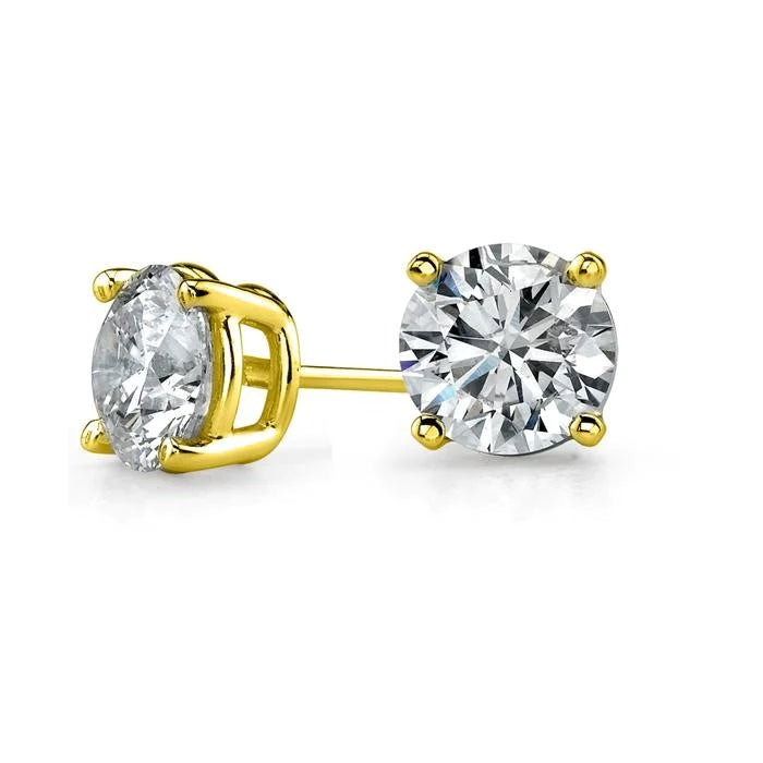 Paris Jewelry 14k Yellow Gold 1/4 Ct Round Created Diamond Stud Earrings
