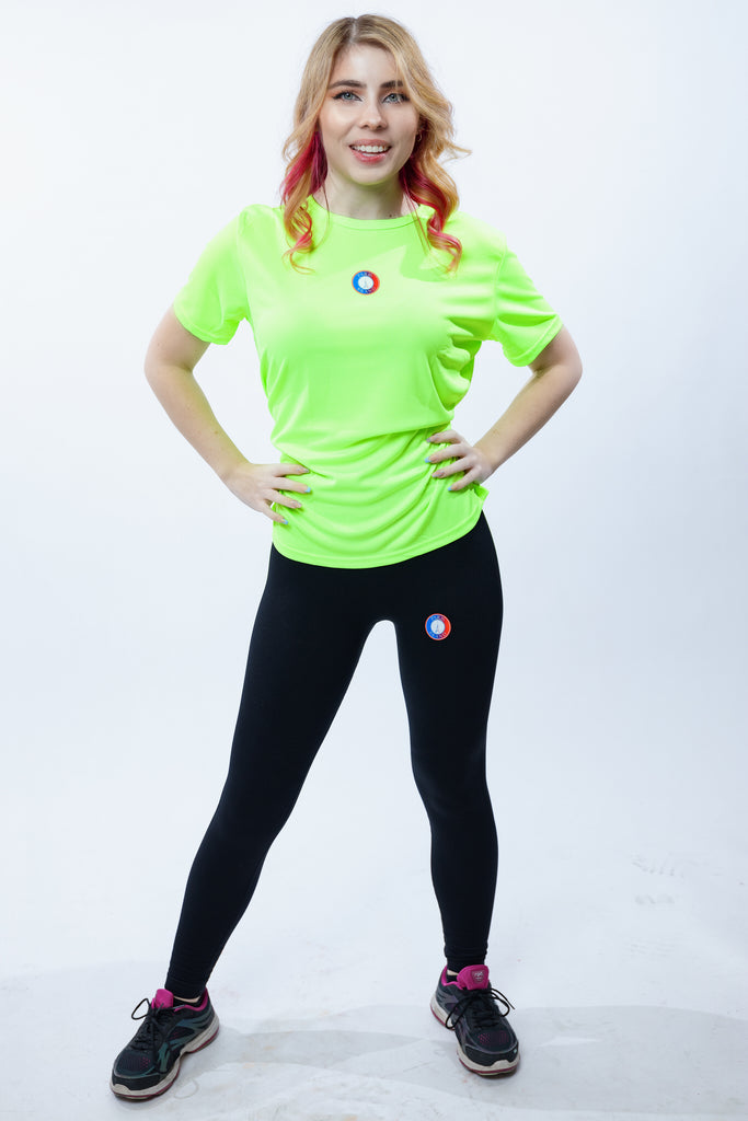 Paris Brand Sports Lime Dry Fit T-shirt Women's Mesh Breathable Fitness Clothes Running Round Neck Slim Fit Short Sleeve