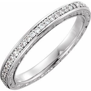 14K White Gold 1/4 CTW Natural Diamond Sculptural Eternity Band Size 7