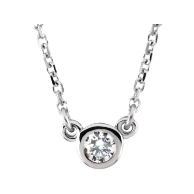 14K White Gold 1/6 CT Natural Diamond Solitaire 18" Necklace